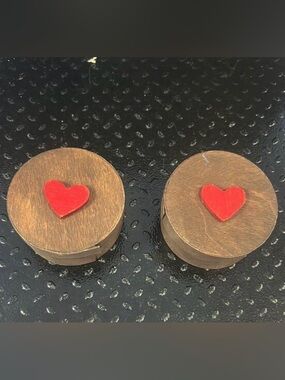 1309. Wooden Heart Trinket Box - set of 2